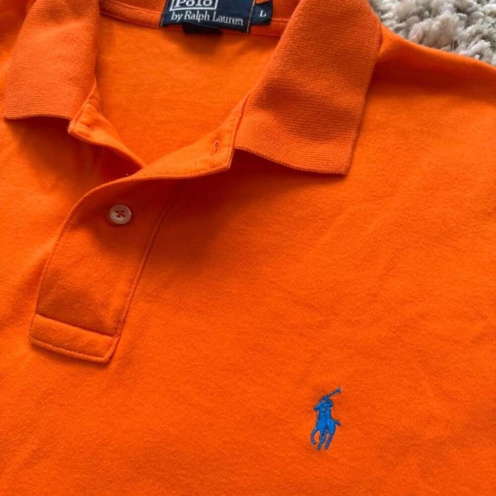 Polo Ralph Lauren Polo Shirt Size L Orange Cotton Short Sleeve